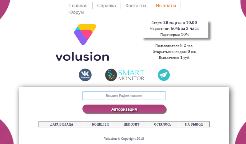 Скрипт Payeer удвоителя Volusion