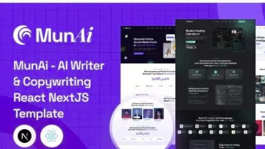 MunAi - AI Writer & Copywriting React NextJS Template (Nulled)