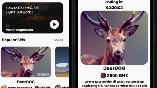 NFT Marketplace App UI with support for dark mode